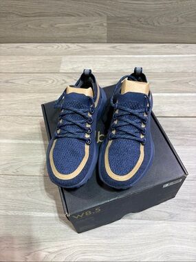 allbirds Men's Navy and Tan Knit Lace-Up Sneakers